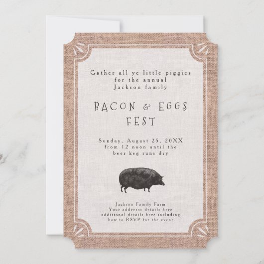 ファミリー懇親会ブ素朴ランチファームヴィンテージ豚 招待状 (裏面)