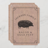 ファミリー懇親会ブ素朴ランチファームヴィンテージ豚 招待状 (正面/裏面)