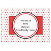 ファミリー懇親会ホワイトレッド水玉模様 テーブルクロス (正面(横))