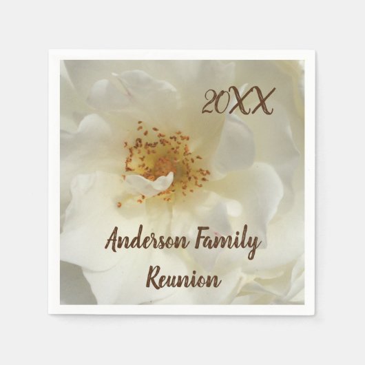 ファミリー懇親会ホワイトローズフォトフローラ収集 スタンダードカクテルナプキン (正面)