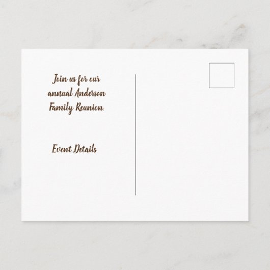 ファミリー懇親会ホワイトローズフォトフローラ招待状 ポストカード (裏面)