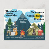 ファミリー懇親会マウンテンキャンプ招待状ハガキ ポストカード (正面)