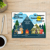 ファミリー懇親会マウンテンキャンプ招待状ハガキ ポストカード