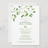 ファミリー懇親会ミニマリストグリーンファミリーツリー 招待状 (正面)