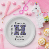 ファミリー懇親会ミールピクニックモザイクレターHイニシャル ペーパープレート (パーティー)