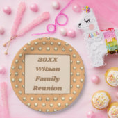 ファミリー懇親会ミールピクニック金ゴールドピーチ水玉模様 ペーパープレート (パーティー)