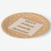 ファミリー懇親会ミールピクニック金ゴールドピーチ水玉模様 ペーパープレート (アングル)