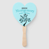 ファミリー懇親会モダンアクアマリンフローラツリー ハンドファン (正面)