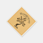 ファミリー懇親会モダンオレンジフローリングブラックツリー スタンダードカクテルナプキン (角)