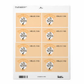 ファミリー懇親会モダンツリーオレンジ名前をカスタムするラベル ラベル (フルシート)