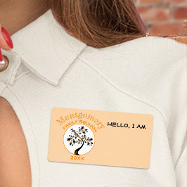 ファミリー懇親会モダンツリーオレンジ名前をカスタムするラベル ラベル