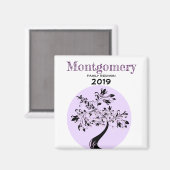 ファミリー懇親会モダンパープルツリーメメント マグネット (正面/裏面)