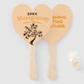 ファミリー懇親会モダンフローラツリーブラックオレンジ ハンドファン (正面&裏面)