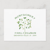 ファミリー懇親会モダンミニマリストグリーンツリー インビテーションポストカード (正面)