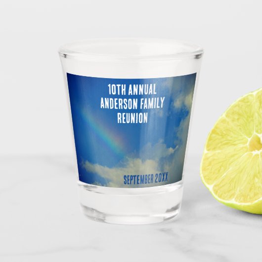 ファミリー懇親会レインボーカラフルサマーピチン ショットグラス (正面)