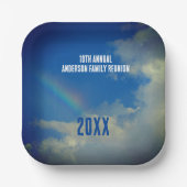 ファミリー懇親会レインボーカラフルサマーピチン ペーパープレート (正面)