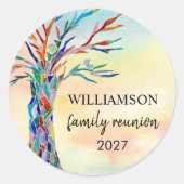 ファミリー懇親会レインボーファミリーツリークラシックラウンド ラウンドシール (正面)