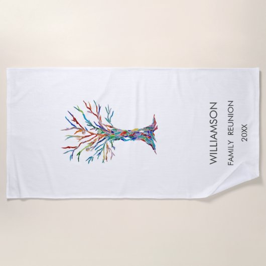 ファミリー懇親会レインボーファミリーツリー ビーチタオル (正面)