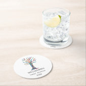 ファミリー懇親会レインボーファミリーツリー ラウンドペーパーコースター (インサイチュ)