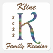 ファミリー懇親会レターKモノグラム封筒用シール スクエアシール (正面)