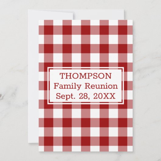 ファミリー懇親会レッドホワイトバッファローチェックパーティー 招待状 (裏面)