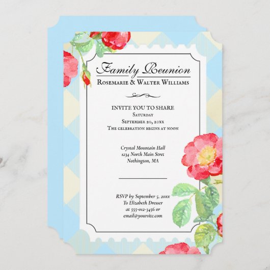 ファミリー懇親会レッドローズブルーバッファロープレイド 招待状 (正面/裏面)