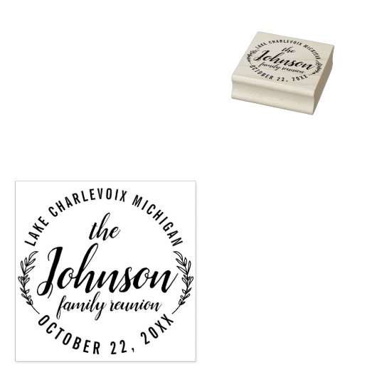 ファミリー懇親会ロゴデザイン素朴屋外 ラバースタンプ (押印)