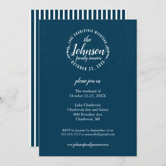 ファミリー懇親会ロゴデザイン素朴屋外 招待状 (正面/裏面)