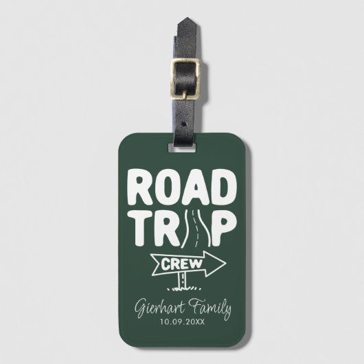 ファミリー懇親会ロードトリップタイポグラフィ名前をカスタムする ラゲッジタグ (正面縦)