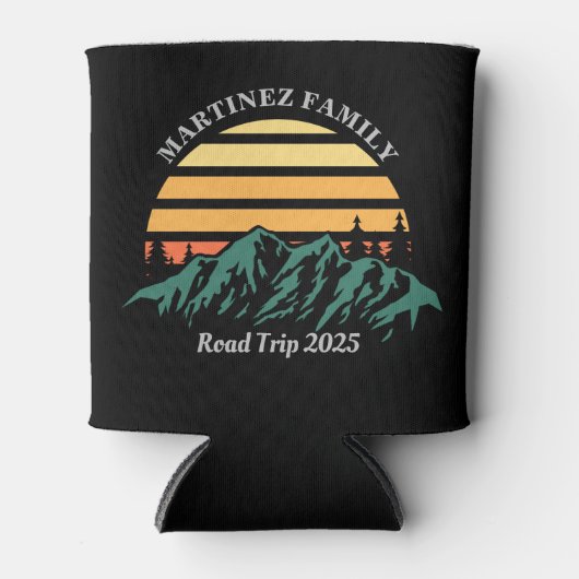 ファミリー懇親会ロードトリップマウンテンサンセットカスタム 缶クーラー (正面)
