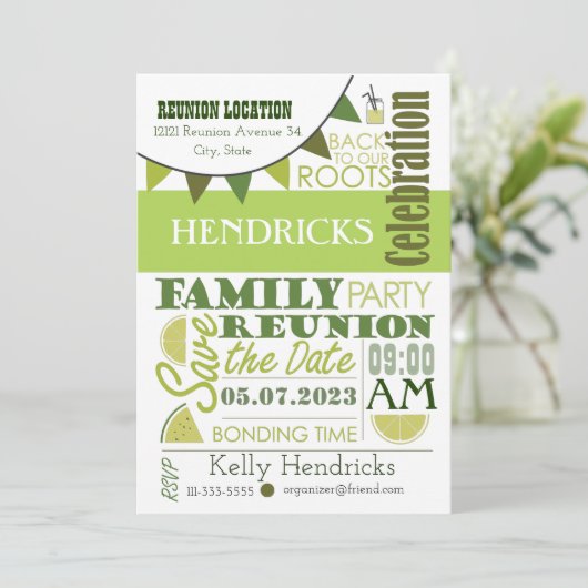 ファミリー懇親会ワードアートデザイン 招待状 (スタンド正面)