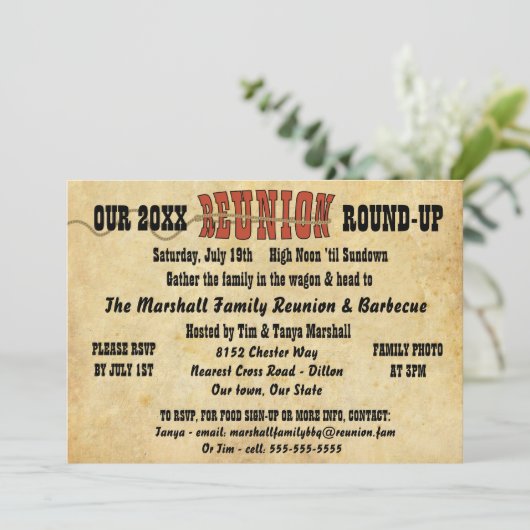 ファミリー懇親会ヴィンテージウェスタンテーマ招待状 招待状 (スタンド正面)