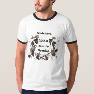 ファミリー懇親会ヴィンテージグレープつる植物フレームイベント Tシャツ