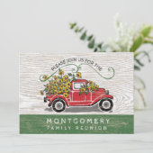 ファミリー懇親会ヴィンテージレッドトラックヒマワ素朴リー 招待状 (スタンド正面)