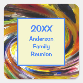 ファミリー懇親会ヴィヴィヴィッド絞り染めスワール抽象芸術イベント スクエアシール