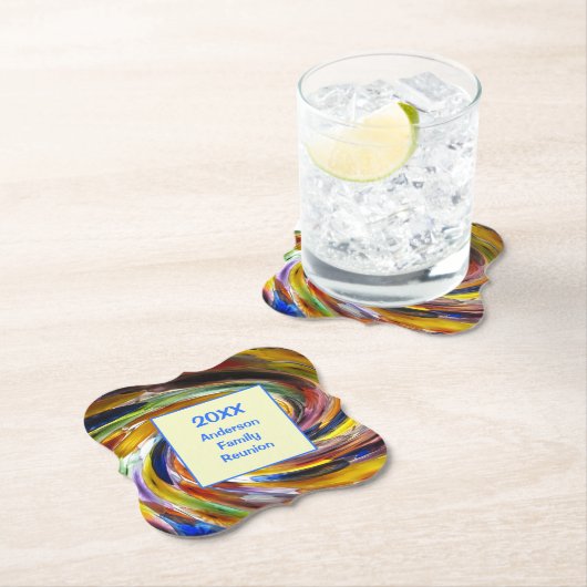 ファミリー懇親会ヴィヴィヴィッド絞り染めスワール抽象芸術イベント ペーパーコースター (インサイチュ)