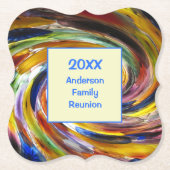 ファミリー懇親会ヴィヴィヴィッド絞り染めスワール抽象芸術イベント ペーパーコースター (正面)