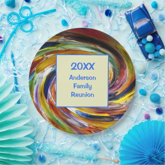 ファミリー懇親会ヴィヴィヴィッド絞り染めスワール抽象芸術イベント ペーパープレート (パーティー)