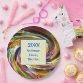 ファミリー懇親会ヴィヴィヴィッド絞り染めスワール抽象芸術イベント ペーパープレート (パーティー)