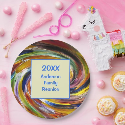 ファミリー懇親会ヴィヴィヴィッド絞り染めスワール抽象芸術イベント ペーパープレート (パーティー)