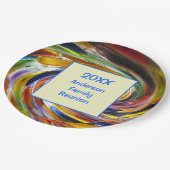 ファミリー懇親会ヴィヴィヴィッド絞り染めスワール抽象芸術イベント ペーパープレート (アングル)