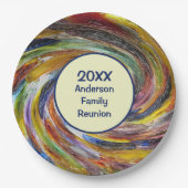 ファミリー懇親会ヴィヴィヴィッド絞り染めスワール抽象芸術イベント ペーパープレート (正面)