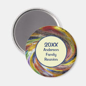 ファミリー懇親会ヴィヴィヴィッド絞り染めスワール抽象芸術イベント マグネット (正面/裏面)