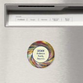 ファミリー懇親会ヴィヴィヴィッド絞り染めスワール抽象芸術イベント マグネット (インサイチュ (食洗機))