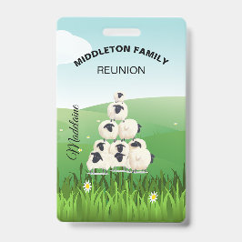 ファミリー懇親会収集おもしろいヒツジ白黒 バッジ