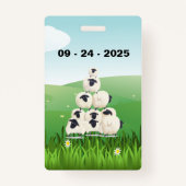 ファミリー懇親会収集おもしろいヒツジ白黒 バッジ (裏面)