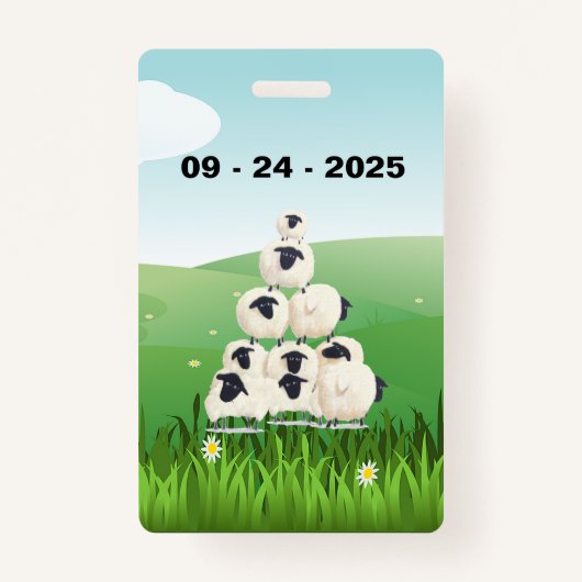 ファミリー懇親会収集おもしろいヒツジ白黒 バッジ (裏面)