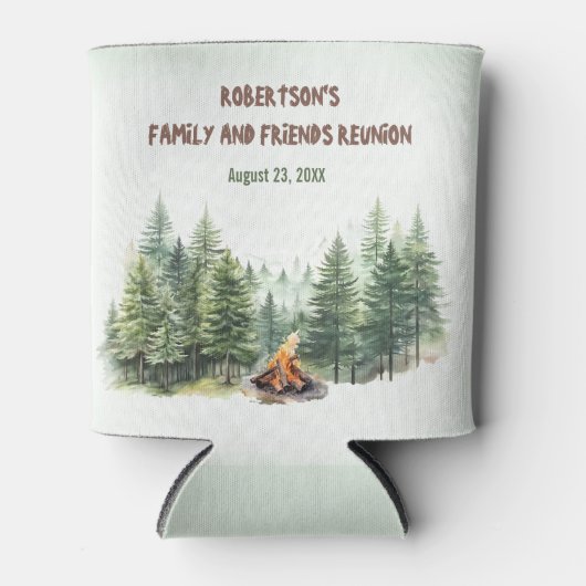 ファミリー懇親会名フォレストキャンプファイアーグリーン 缶クーラー (正面)