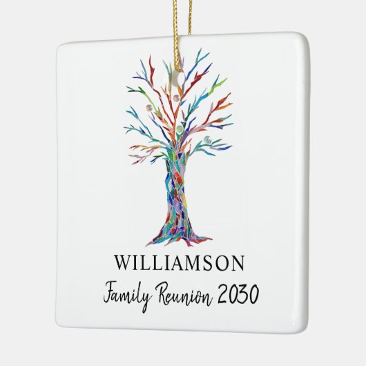 ファミリー懇親会名前をカスタムするファミリーツリー セラミックオーナメント (左)