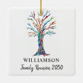 ファミリー懇親会名前をカスタムするファミリーツリー セラミックオーナメント (裏面)